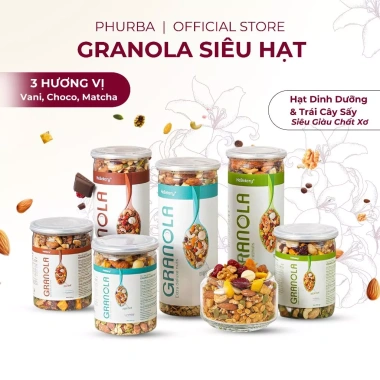 Granola Siêu Hạt 3 Vị Truyền Thống, Choco, Matcha – Hebekery Phurba, Ngũ Cốc Ăn Vặt, 209.000₫