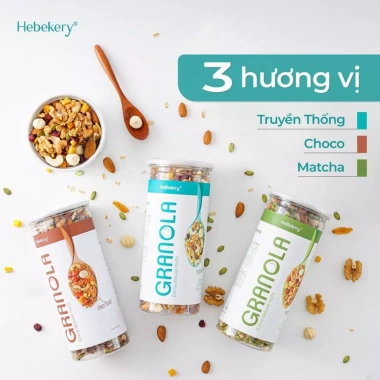 Granola Siêu Hạt 3 Vị Truyền Thống, Choco, Matcha – Hebekery Phurba, Ngũ Cốc Ăn Vặt, 209.000₫