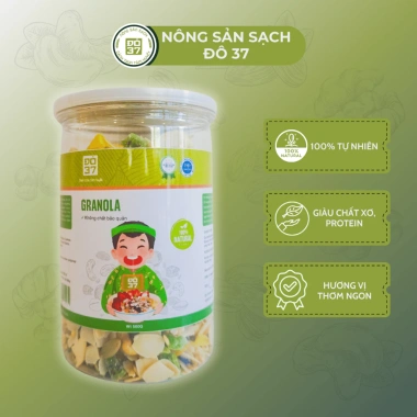 Granola Siêu Hạt ĐÔ 37 - Không Yến Mạch, 100% Tự Nhiên, Không Đường, Giảm Cân, Hũ 300‑500g
