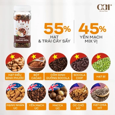 Granola Siêu Hạt Vị Cacao Sữa Đậm Đà - Ăn Vặt Lành Mạnh OGI Nutrition