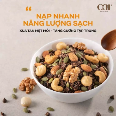 Granola Siêu Hạt Vị Cacao Sữa Đậm Đà - Ăn Vặt Lành Mạnh OGI Nutrition 7 Granola Siêu Hạt Vị Cacao Sữa Đậm Đà - Ăn Vặt Lành Mạnh OGI Nutrition 7