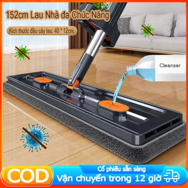 GREENSINDOOR 152cm Cây lau nhà tự vắt – Lau 360°, sàn sạch khô nhanh, 135.900₫