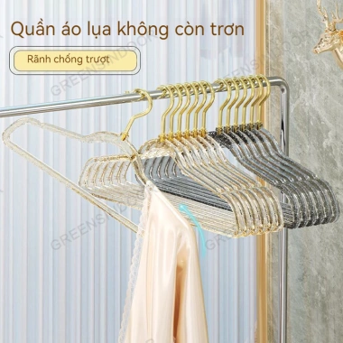 GREENSINDOOR Set 100 Móc Treo Quần Áo Acrylic Kim Tuyến Chống Trượt Xoay 360 độ