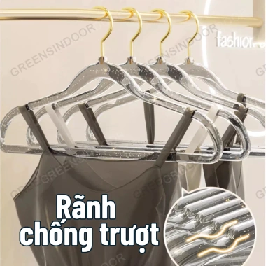 GREENSINDOOR Set 100 Móc Treo Quần Áo Acrylic Kim Tuyến Chống Trượt Xoay 360 độ