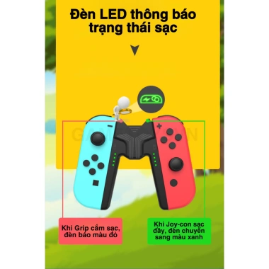 Grip sạc đa năng AOLION cho Joy-Con gắn ốp - Tương thích Switch OLED/V1‑V2/Lite, giảm 22%