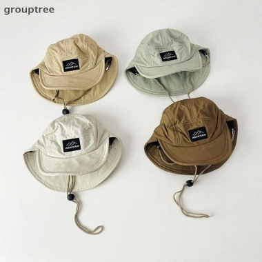 Grouptree Mũ hè mỏng đôi vành bé trai khô nhanh nhẹ, chống nắng, dây đeo cổ 2