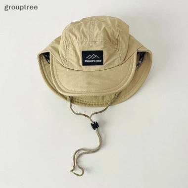 Grouptree Mũ hè mỏng đôi vành bé trai khô nhanh nhẹ, chống nắng, dây đeo cổ 10