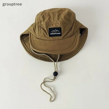 Grouptree Mũ hè mỏng đôi vành bé trai khô nhanh nhẹ, chống nắng, dây đeo cổ 12
