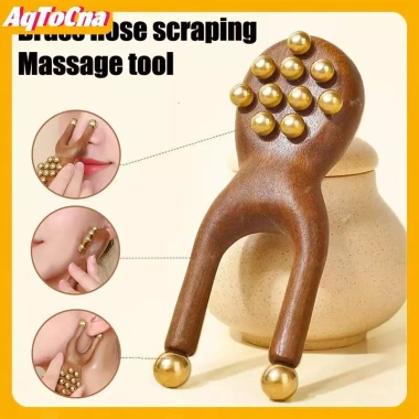 Guasha Mũi Gỗ AqToCna - Massage Hạt Đồng, Chống Tĩnh Điện, Thư Giãn Mặt Mũi