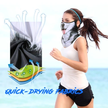 GUMAO 3D Họa Tiết Động Vật Mặt Nạ Tam Giác Khăn Thoáng Khí Chống Nắng Bảo Vệ Cổ