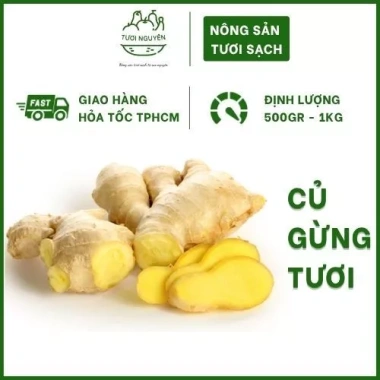 Gừng ta Tươi Nguyên Farm 1kg ruột vàng rửa sạch - thơm nồng, mứt tết & trà, 22.500 VND