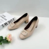 Guốc Cao Gót Nữ Da Mềm Mũi Vuông Đính Nơ Sang Trọng Đế Vuông 3cm NUDDO N3N02 475k 6