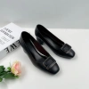 Guốc Cao Gót Nữ Da Mềm Mũi Vuông Đính Nơ Sang Trọng Đế Vuông 3cm NUDDO N3N02 475k 7