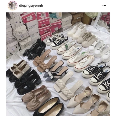 Guốc cao gót quai trám mũi vuông chanh xả màu xanh 38 trắng 39 giảm giá 315k