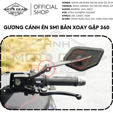 Gương Cánh Én SM1 360 Xoay Gập - Tương Thích SH, NVX, PG1, XSR, CB, Z1.000, Duke 790 - Giá 199k