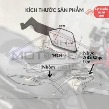 Gương Cánh Én SM1 360 Xoay Gập - Tương Thích SH, NVX, PG1, XSR, CB, Z1.000, Duke 790 - Giá 199k