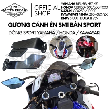 Gương Cánh Én SM1 Sport cho Yamaha và Honda - Giá ưu đãi 168k, góc nhìn rộng, mỏng nhẹ