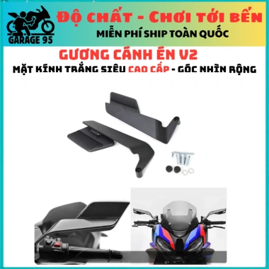 Gương Cánh Én V2 Nhôm CNC, Kính Trắng Cao Cấp, Góc Nhìn Rộng R14 - Giá 205.000₫