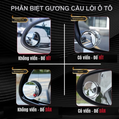 Gương cầu lồi ô tô hít chân không cao cấp - Tăng tầm nhìn, chống điểm mù khi lái