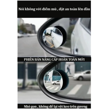 Gương cầu lồi ô tô hít chân không cao cấp - Tăng tầm nhìn, chống điểm mù khi lái