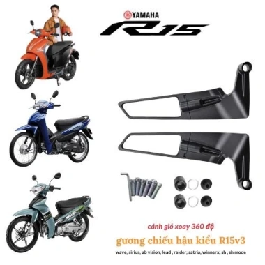 Gương chiếu hậu cánh gió xoay điều chỉnh cho Wave Sirius Vision AB - Độ xe 179k