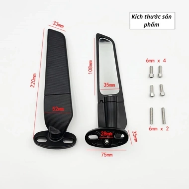 Gương chiếu hậu RAVINE cánh én gắn chân, xoay điều chỉnh cánh gió - Giá 219.000đ
