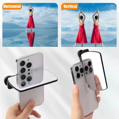 Gương chụp ảnh phản chiếu đa góc, kẹp điện thoại và túi đựng - Giá chỉ 38.000 đồng