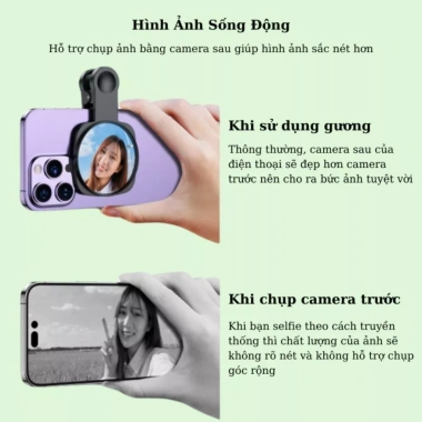 Gương Kẹp Selfie Thông Minh - Phản Chiếu Trang Điểm, Chụp Camera Sau, 29.000đ