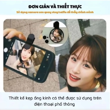 Gương Selfie Camera Sau Mini Độ Nét Cao - Kẹp Điện Thoại, Giá Ưu Đãi 49k