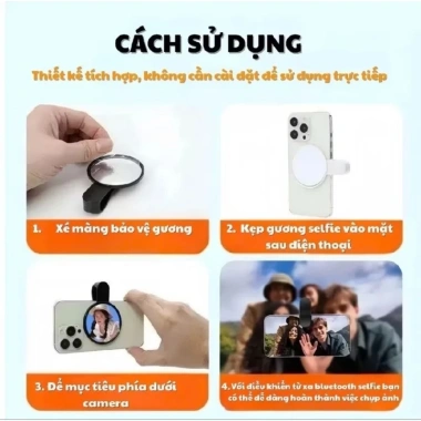 Gương Selfie Camera Sau Mini Độ Nét Cao - Kẹp Điện Thoại, Giá Ưu Đãi 49k