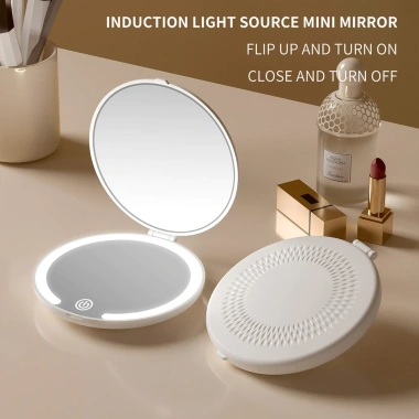 Gương trang điểm Mini cầm tay LED 2 mặt lật - Đèn sáng mạnh, tiện du lịch, giá ưu đãi 206.280₫