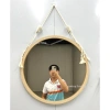Gương treo tường phòng tắm tròn viền gỗ, decor, móc dây thừng, giá rẻ 42.000 VNĐ 6