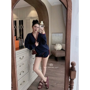 H168 Set Đồ Bộ Nữ Tim Lé Đỏ Chất Mì Hàn - Ấm Áp Thu Đông, Giá Giảm 260.000₫