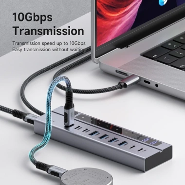Hagibis USB‑C HUB, công tắc bật/tắt riêng, LED hiển thị, 10Gbps cho laptop PC 5