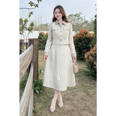 HALE S640 Áo khoác + Chân váy dạ dáng A dài tay gập công sở hiện đại - 649.000đ 7 HALE S640 Áo khoác + Chân váy dạ dáng A dài tay gập công sở hiện đại - 649.000đ 7