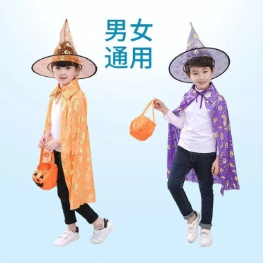 Halloween Áo Choàng Mạ Vàng Dành Cho Người Lớn & Trẻ Em - Trang Phục ảo thuật gia sân khấu giá ưu đãi 130.885 VND
