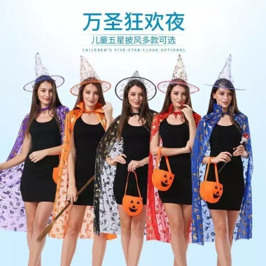 Halloween Áo Choàng Mạ Vàng Dành Cho Người Lớn & Trẻ Em - Trang Phục ảo thuật gia sân khấu giá ưu đãi 130.885 VND