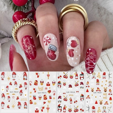 Hama Nail Dán Móng Tay Giáng Sinh Hoạt Hình Đề Can Hươu Ông Già, Bông Tuyết Vàng Lấp Lánh - Giá 10.008đ