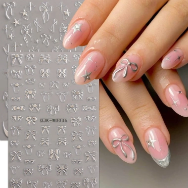 Hama Nail Dán Móng Tay Kim Loại Nơ Đơn Giản Trang Trí Cô Dâu Cưới 14,583₫ 2