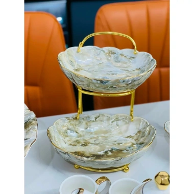 Hàng có sẵn FULL Set bát đĩa vân vàng gốm sứ decor cao cấp - Giá ưu đãi 280k 3