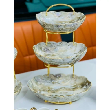 Hàng có sẵn FULL Set bát đĩa vân vàng gốm sứ decor cao cấp - Giá ưu đãi 280k 5
