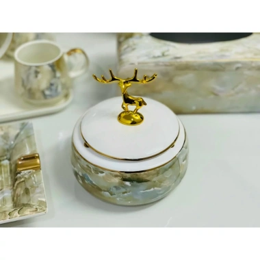 Hàng có sẵn FULL Set bát đĩa vân vàng gốm sứ decor cao cấp - Giá ưu đãi 280k 6