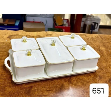 Hàng có sẵn FULL Set bát đĩa vân vàng gốm sứ decor cao cấp - Giá ưu đãi 280k 10