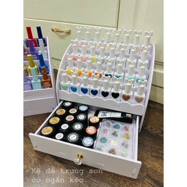 HANGKIU Kệ bày sơn gel 4 tầng có ngăn kéo - Tiết kiệm không gian, giá chỉ 145.000
