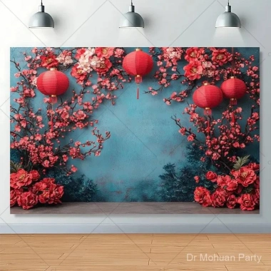 Happy Tết Nguyên Đán 2.026 Sư Tử Vàng Đỏ Đèn Lồng Phông Nền Lễ Hội Giá 341,977 VND