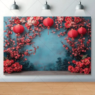 Happy Tết Nguyên Đán 2.026 Sư Tử Vàng Đỏ Đèn Lồng Phông Nền Lễ Hội Giá 341,977 VND