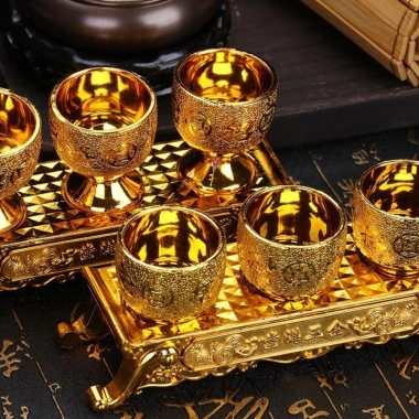HAPPYNOOK Golden Temple Cup Ấm trà & Kính rượu vang cổ điển trang trí gia đình, chỉ 20.700₫ 4
