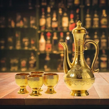 HAPPYNOOK Golden Temple Cup Ấm trà & Kính rượu vang cổ điển trang trí gia đình, chỉ 20.700₫ 6