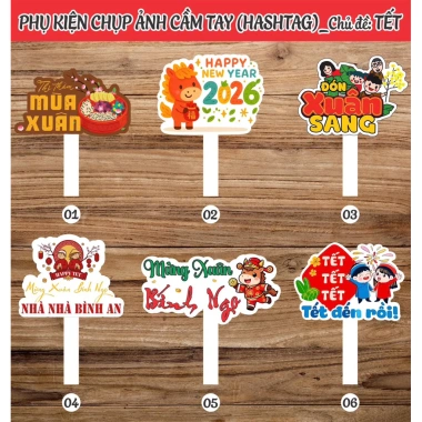 Hashtag Chụp Hình Tết 2.026 Set Trang Trí Năm Mới Giá Ưu Đãi 35.100 VND