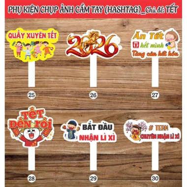 Hashtag Chụp Hình Tết 2.026 Set Trang Trí Năm Mới Giá Ưu Đãi 35.100 VND